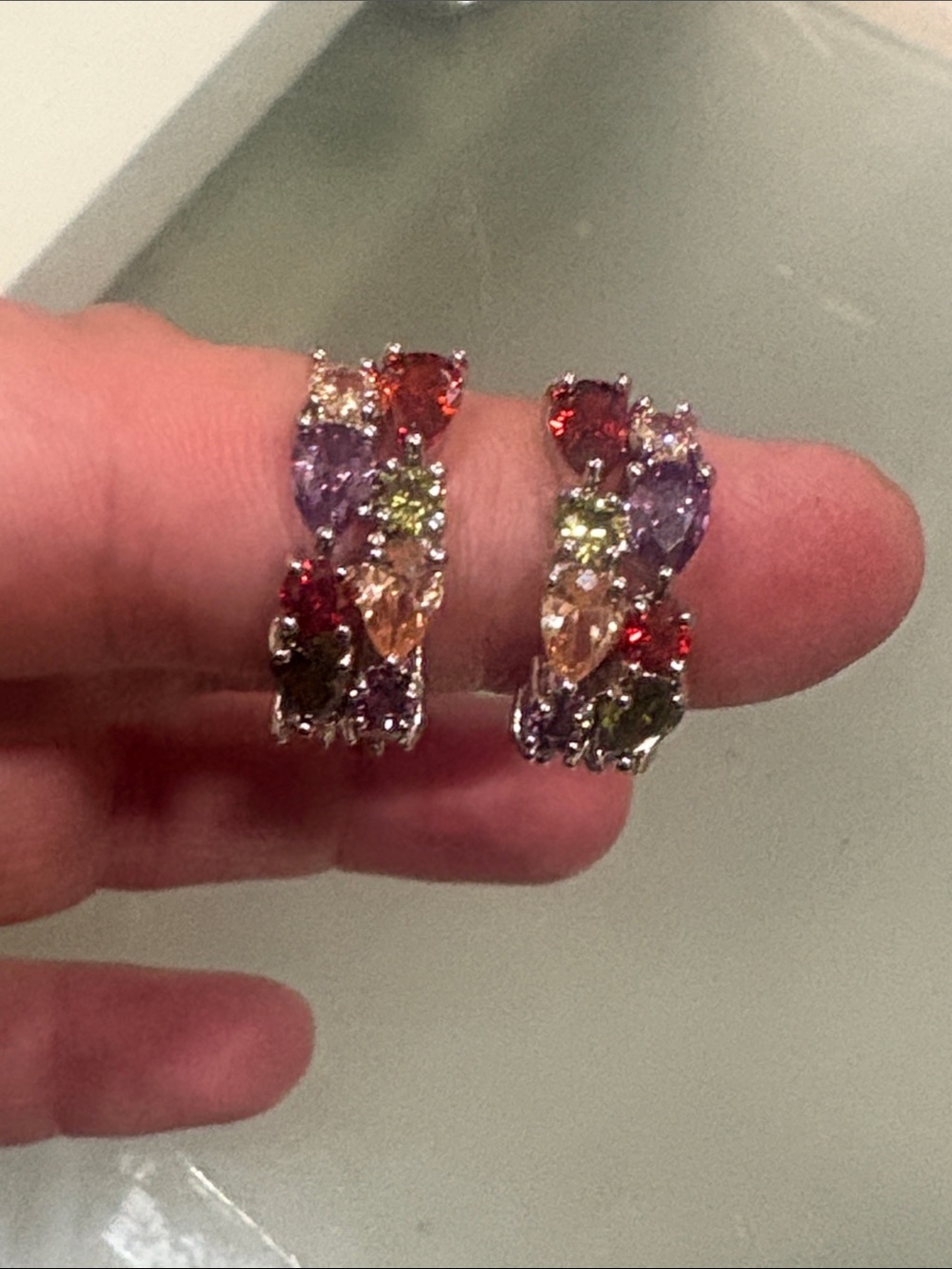 925 silver Multi Color AAA Zircon Hoop Earrings